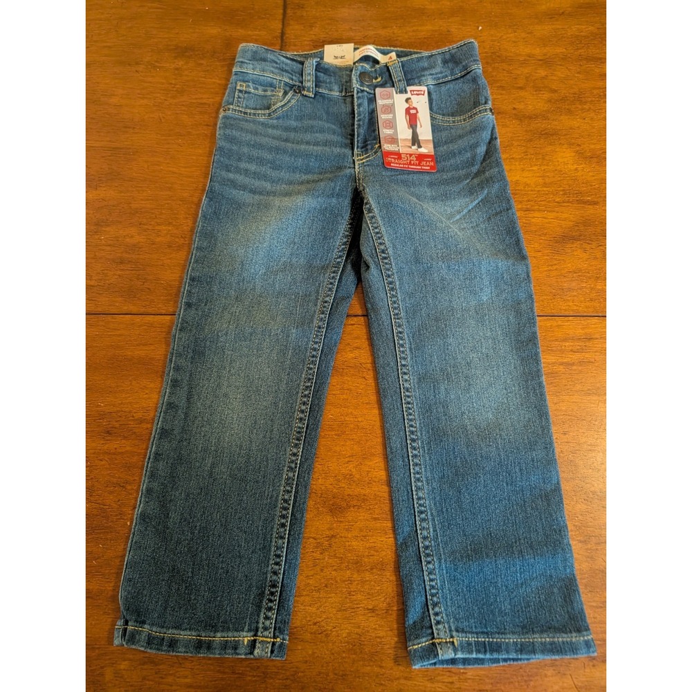 NEW Levi's 514 Jeans Boys Size 4 Reg Classic Adjustable Waist Straight Blue Pant